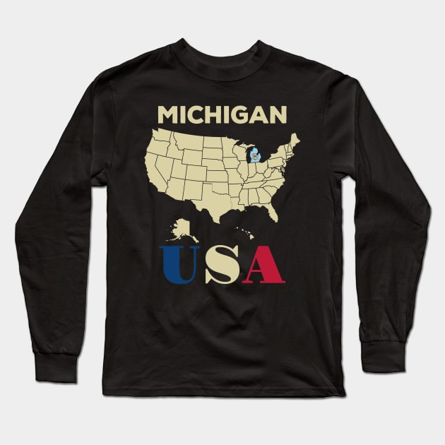 Michigan Long Sleeve T-Shirt by Cuteepi